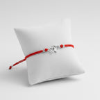 Rotes Fadenarmband mit Herzen-Charm aus Sterling-Silber 925 „Together“