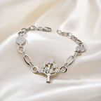 Sterling Silver 925 Tree of Life CZ Charm Chain Bracelet "Arbor"
