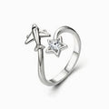 Sterling Silver 925 Airplane Star CZ Adjustable Ring "Aviara"