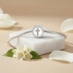 Sterling Silver 925 Cross Bracelet Bead Charm “Faith & Light”