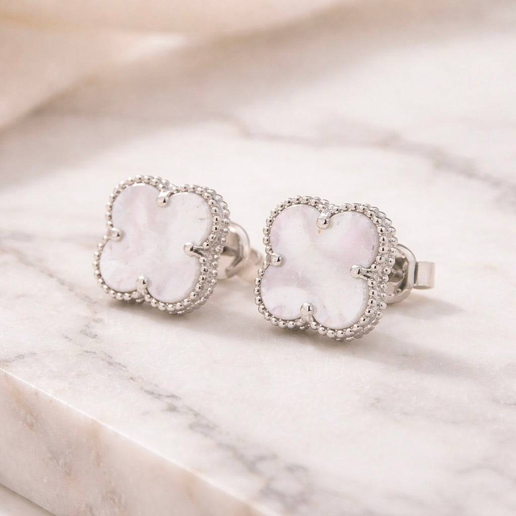 Sterling Silver 925 Clover Stud Earrings “Luminous”