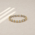 Sterling Silver 925 Yellow Gold Plated CZ Bangle Bracelet "Belle"