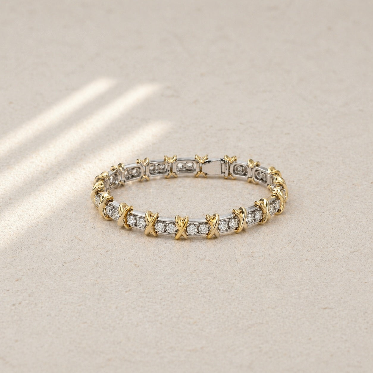 Sterling Silver 925 Yellow Gold Plated CZ Bangle Bracelet "Belle"