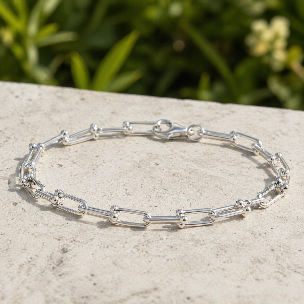 Sterling Silver 925 Chain Link Bracelet "The U"