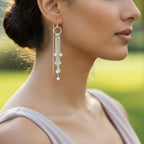 Sterling Silver 925 CZ Dangle Drop Threader Earrings "Lumina"