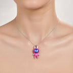 Sterling Silver 925 Labubu Necklace Pendant "Viola"