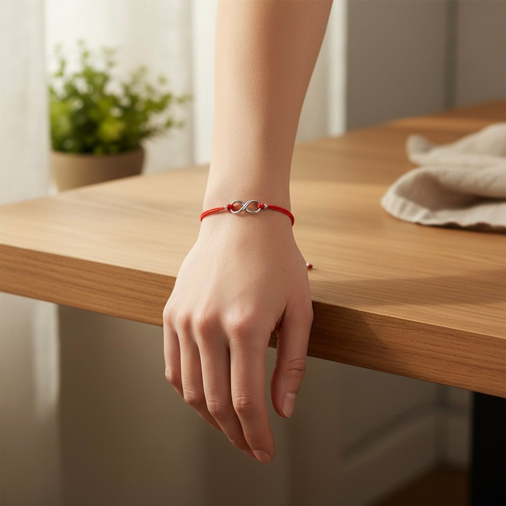 Red String Bracelet with Sterling Silver 925 Infinity Charm “Endless”