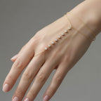 Sterling Silver 925 Yellow Gold Plated CZ Hand Chain Bracelet "Glow"