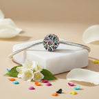 Sterling Silver 925 Multicolour Heart Accent Bracelet Bead Charm “Blooming Joy”