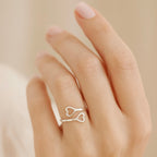 Sterling Silver 925 Double Heart Adjustable Wrap Ring "Amor"