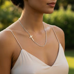 Sterling Silver 925 Sideways Cross Necklace "Humble"