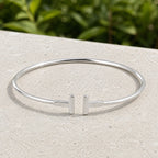 Sterling Silver 925 Open Cuff Bangle Bracelet "City"