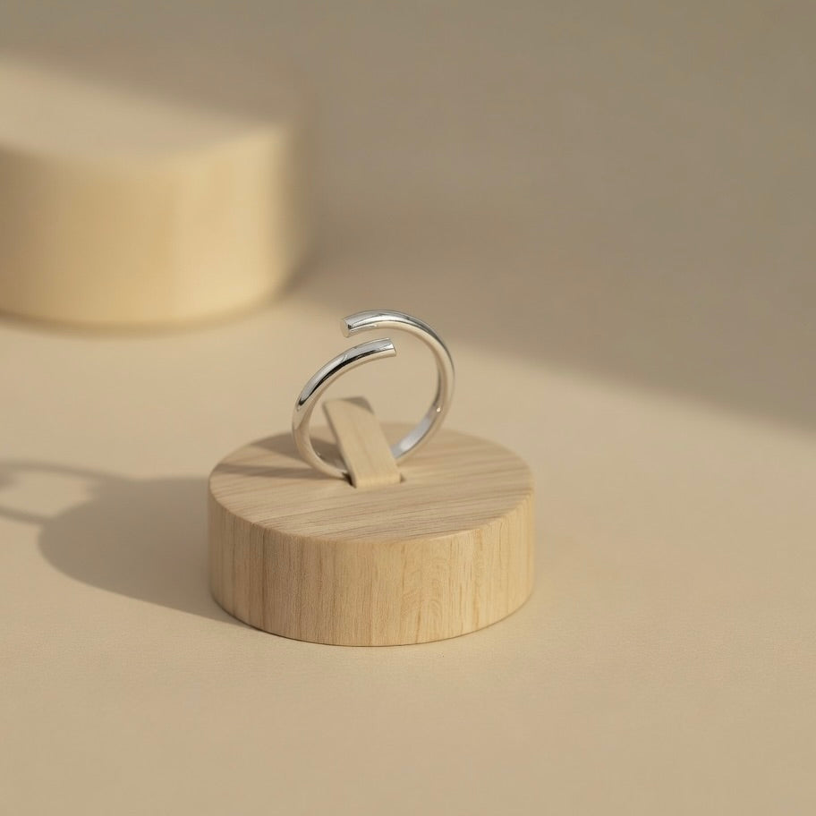 Sterling Silver 925 Minimalist Open Cuff Ring "Essentials"