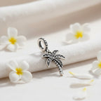 Sterling Silver 925 Palm Tree Bracelet CZ Stones Charm "Summer Breeze"