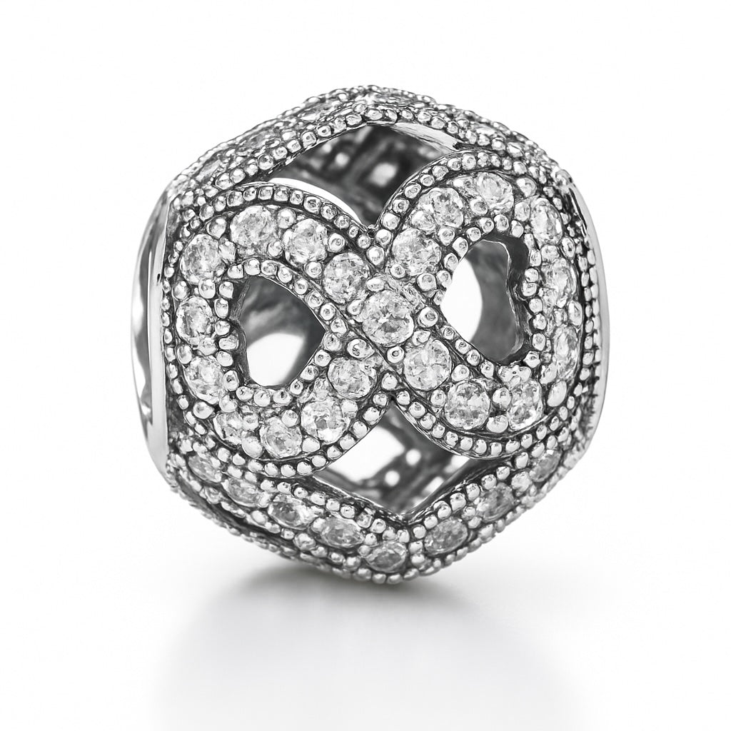 Sterling Silver 925 Sparkling Infinity Bracelet Bead Charm “Endless Shine”