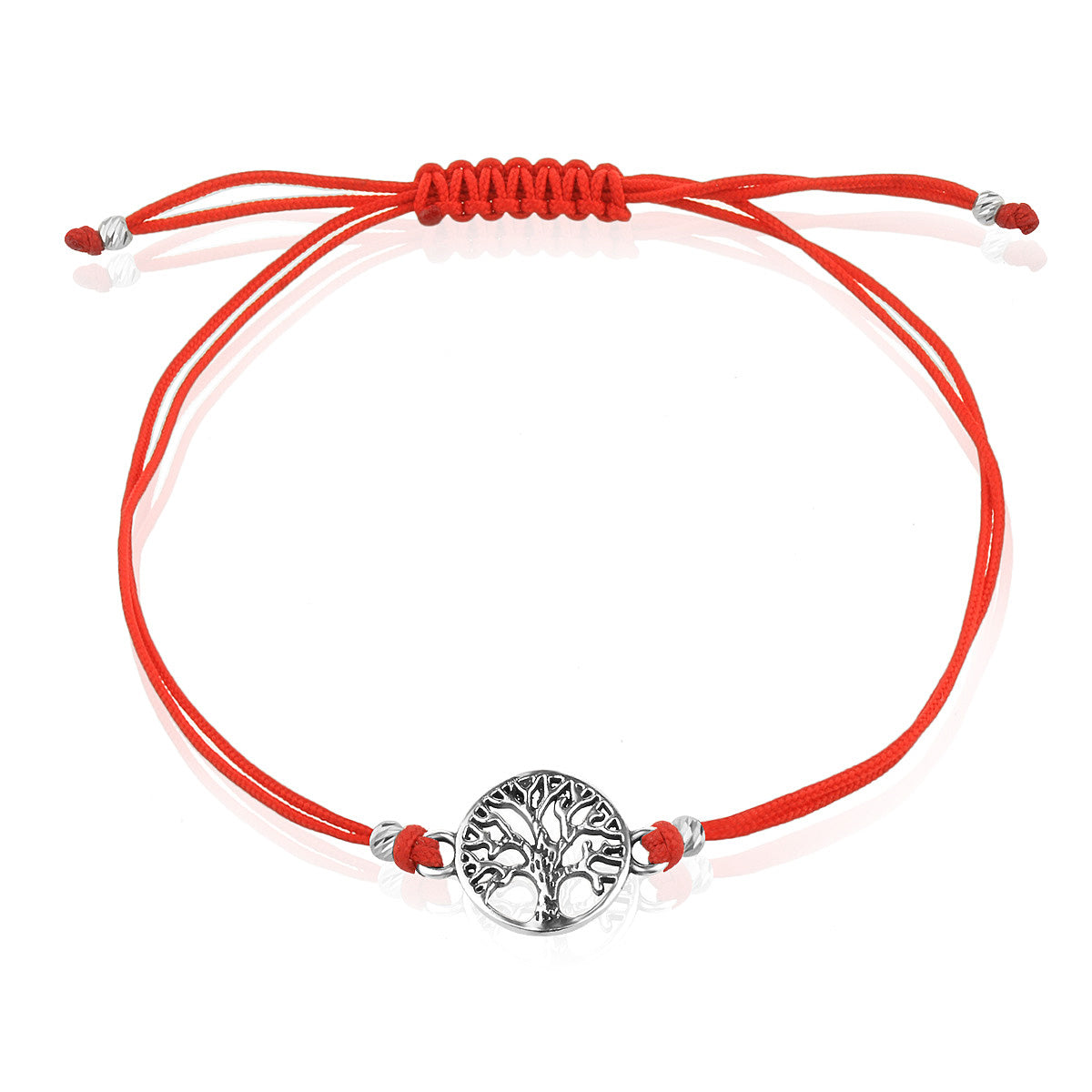 Red String Bracelet with Sterling Silver 925 Tree of Life Charm “Red Harmony”