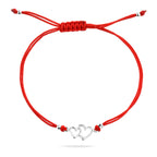 Red String Bracelet with Sterling Silver 925 Hearts Charm “Together”