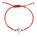 Red String Bracelet with Sterling Silver 925 Baby Feet Charm “First Steps”
