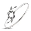 Sterling Silver 925 Bangle Open Bracelet “Leaf Whisper”