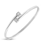 Sterling Silver 925 Minimalist CZ Bangle Bracelet “Dual Spark”