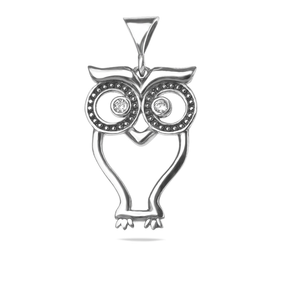 Sterling Silver 925 Owl CZ Pendant “Wise Eyes”