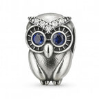 Sterling Silver 925 Wise Owl Bracelet Bead Charm “Midnight Eyes”