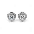 Sterling Silver 925 Halo Heart CZ Stud Earrings "Ore"