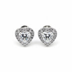 Sterling Silver 925 Halo Heart CZ Stud Earrings "Ore"