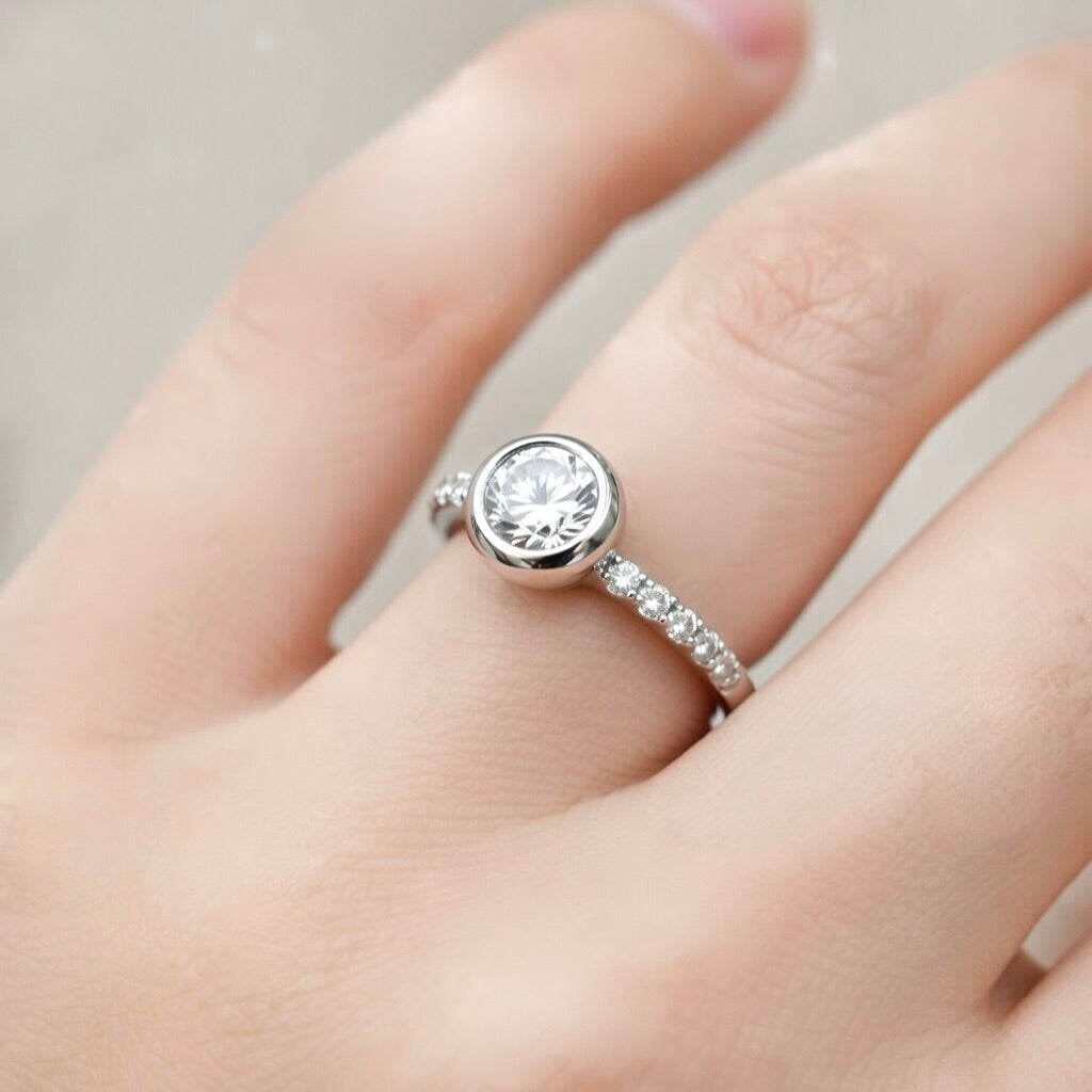 Sterling Silver 925 Single Solitaire Stone CZ Ring "Nora"