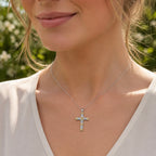 Sterling Silver 925 Cross Pendant Yellow Gold Plated CZ Necklace "Belle"