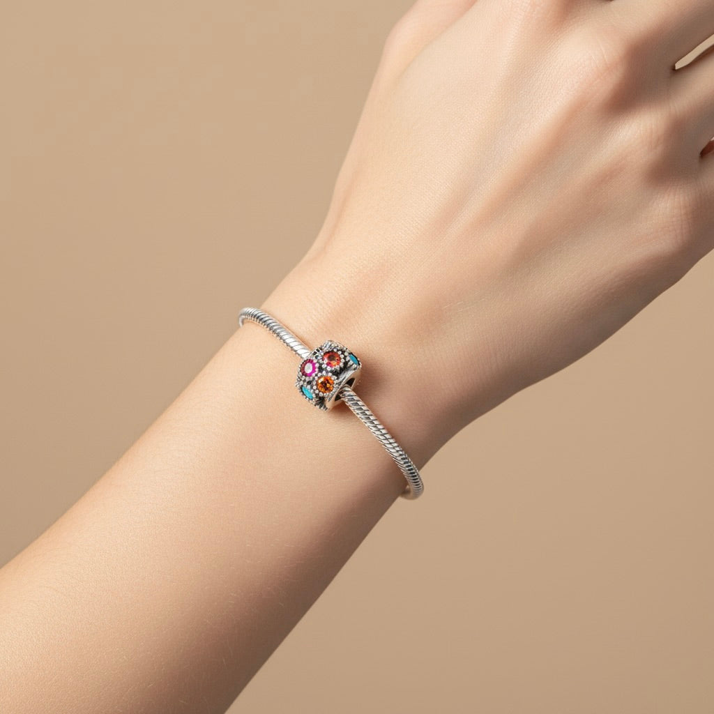Sterling Silver 925 Multicolour Bracelet Bead Charm “Festival Lights”