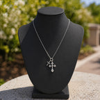 Sterling Silver 925 Cross Pendant Swarovski Crystal Necklace "Dual Grace"
