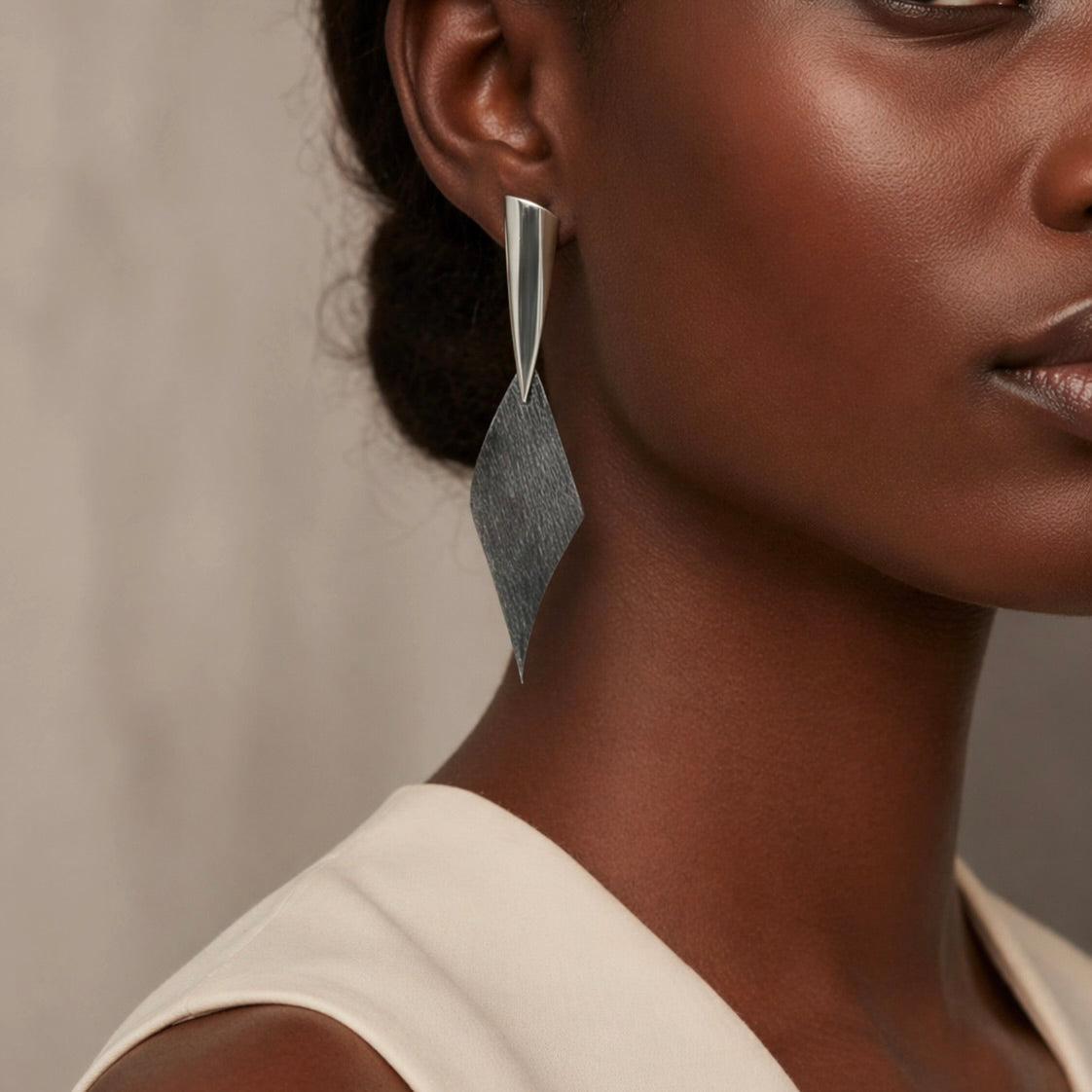 Sterling Silver 925 Dangle Drop Textured Oxidised Earrings "Callison"