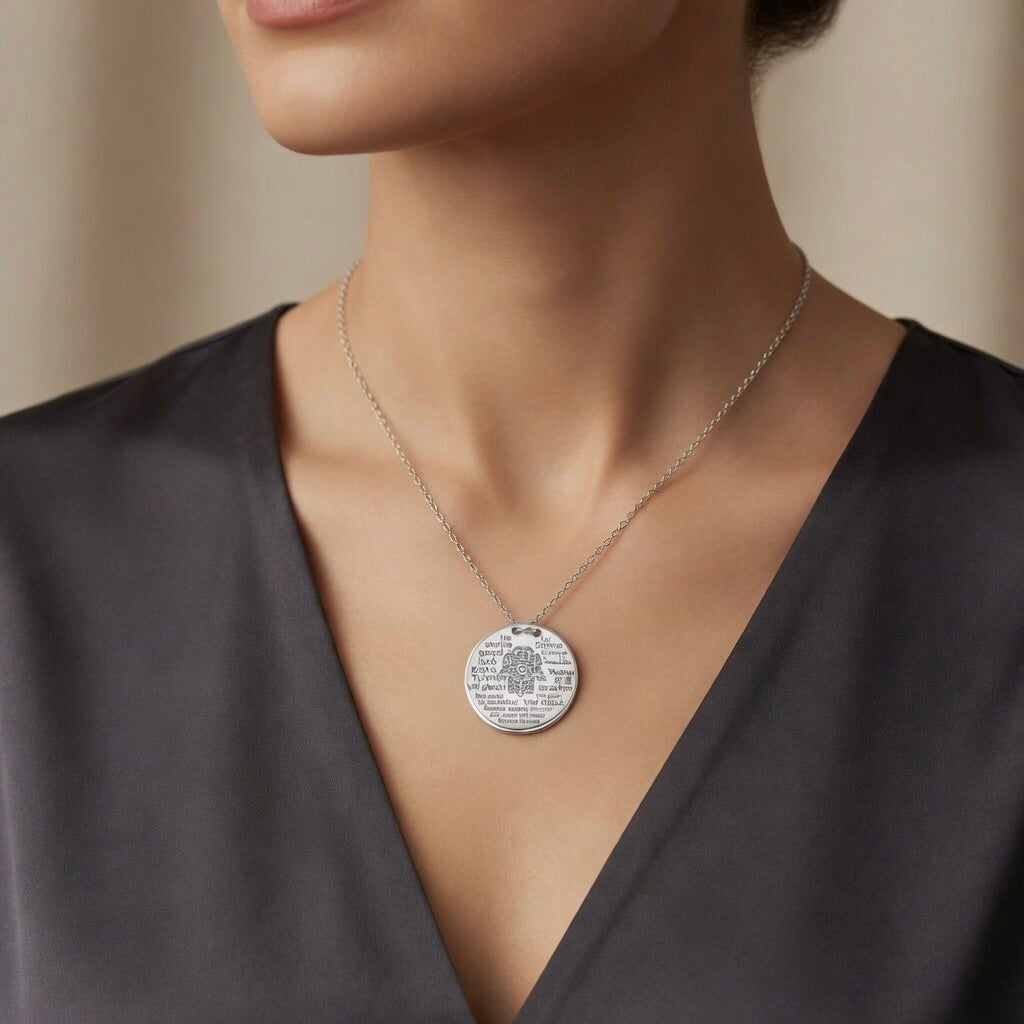 Sterling Silver 925 Multilingual Pendant Necklace "Good Luck"