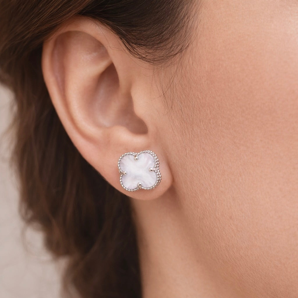 Sterling Silver 925 Clover Stud Earrings “Luminous”