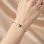 Sterling Silver 925 Red Heart “Love You” Bracelet Charm