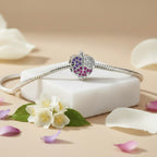 Sterling Silver 925 Sparkling Leaf Bracelet Bead Charm "Spring Blush”