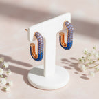 Sterling Silver 925 Rose Gold Plated Blue Pavé Stud Earrings "Azure Glow"