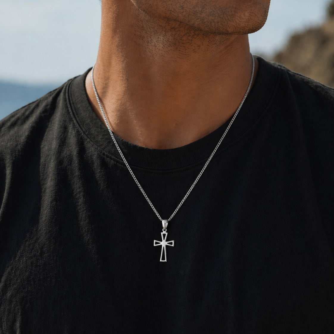 Sterling Silver 925 Open Work Cross Pendant "Airy"