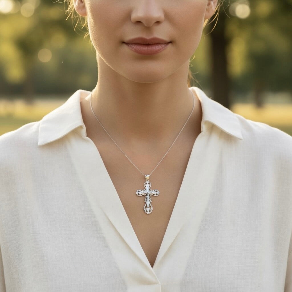 Sterling Silver 925 Cross Crucifix Pendant "Lord"