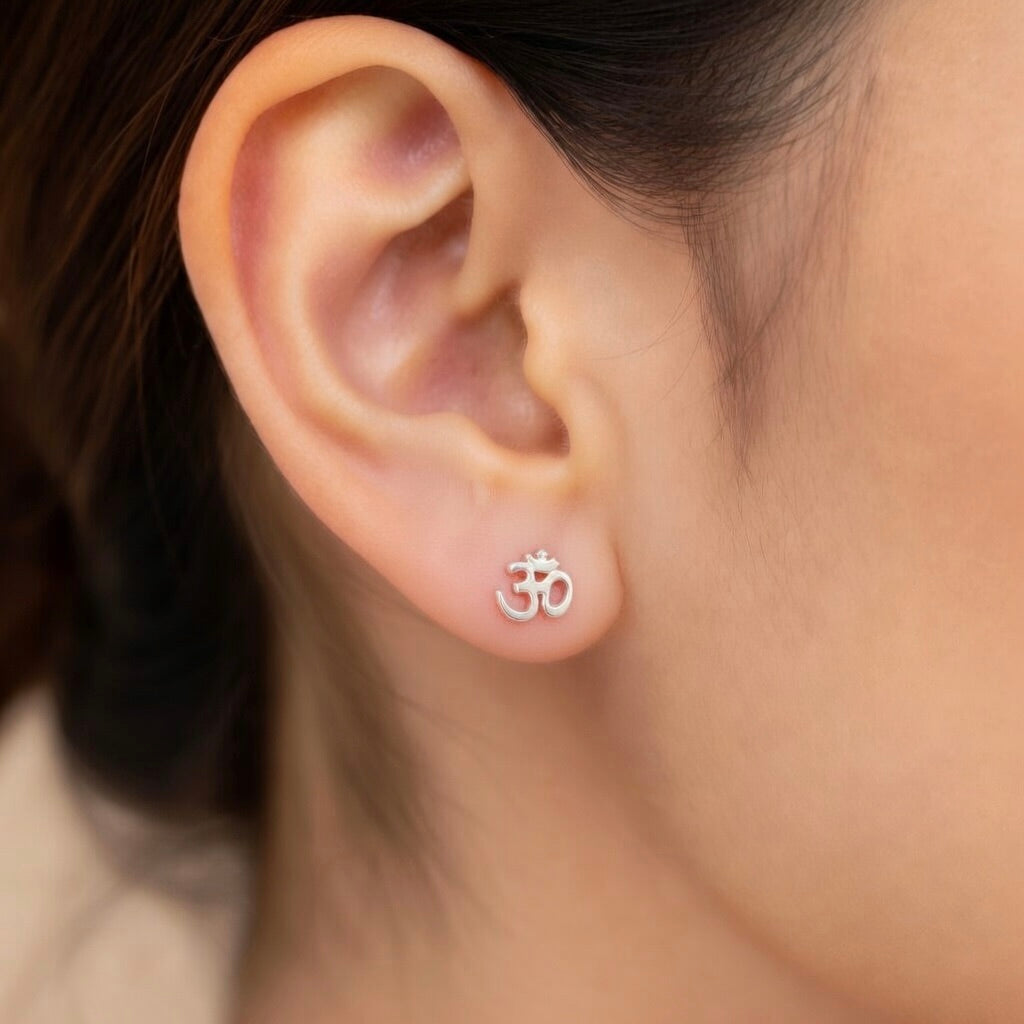 Sterling Silver 925 Om Stud Earrings "Inner Sound"