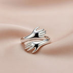 Sterling Silver 925 Hug Hands Ring "Soul"