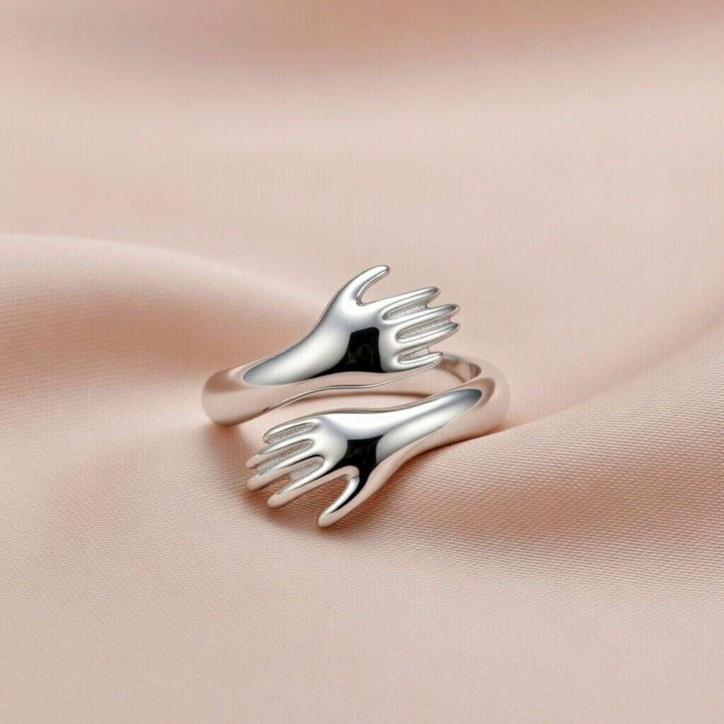 Sterling Silver 925 Hug Hands Ring "Soul"