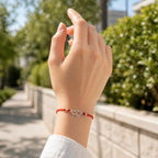 Rotes Fadenarmband mit Herzen-Charm aus Sterling-Silber 925 „Together“