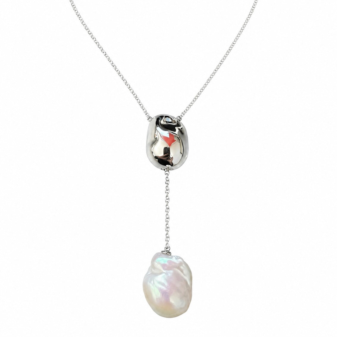 Sterling Silver 925 Pearl Necklace Pendant "Alluvial"