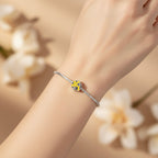 Sterling Silver 925 Honeycomb Bee Bracelet Bead Charm "Black and Yellow"