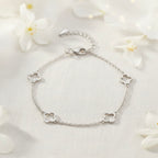 Sterling Silver 925 Openwork Four Leaf Clover Chain Bracelet "Oxalis"