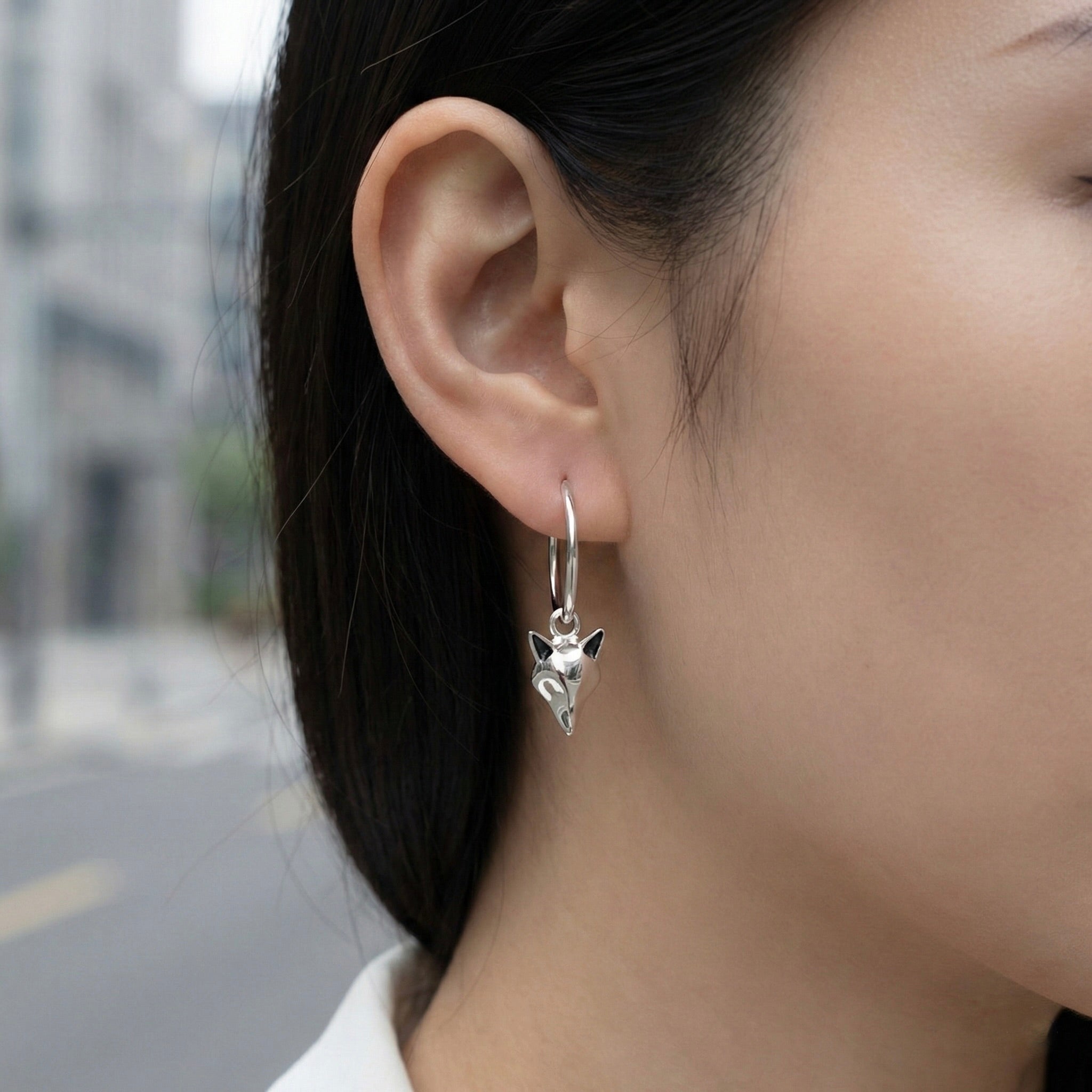 Sterling Silver 925 Fox Hoop Earrings “Sorrel”