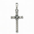 Sterling Silver 925 Textured Cross Pendant "X"