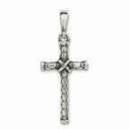 Sterling Silver 925 Textured Cross Pendant "X"